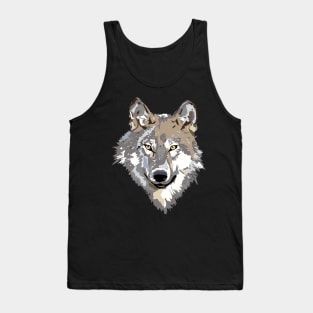 Cute Wolf Illustrated Animal Face Tank Top